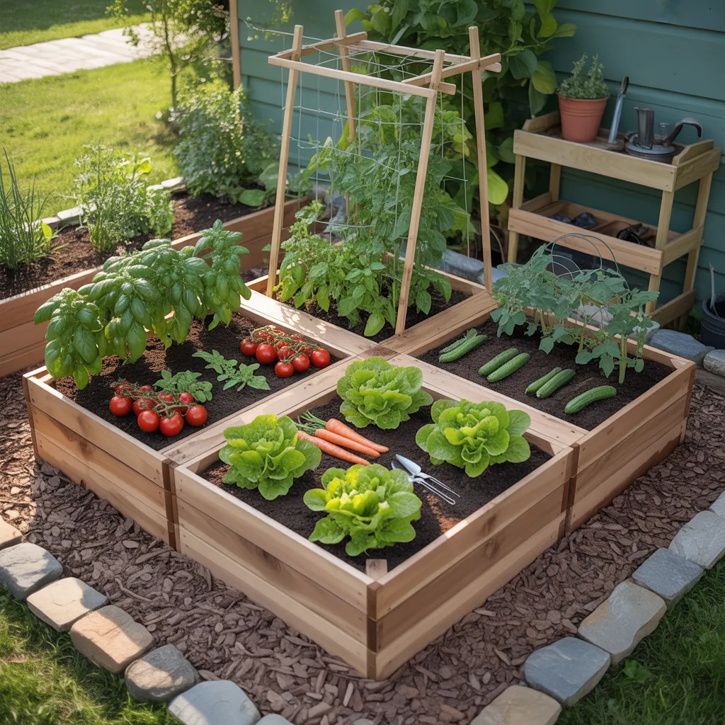 4x8 raised bed outdoor vegetable garden layout ideas companion plants