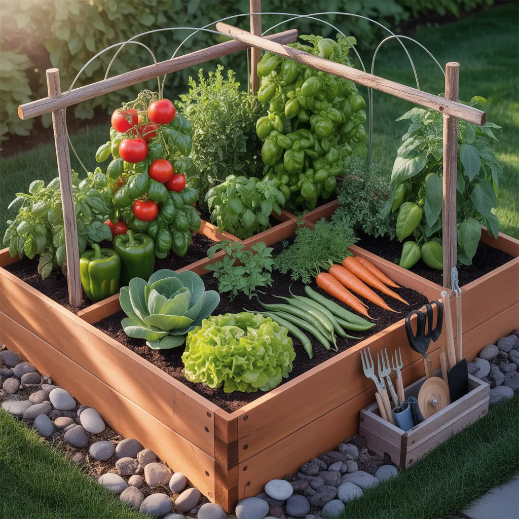 4x8 raised bed outdoor vegetable garden layout ideas companion plants