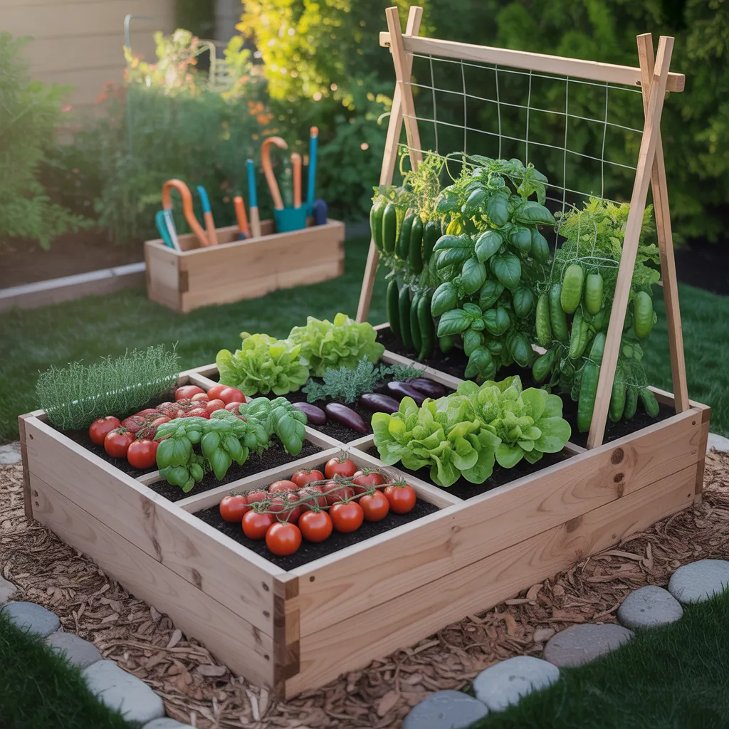 4x8 raised bed outdoor vegetable garden layout ideas companion plants
