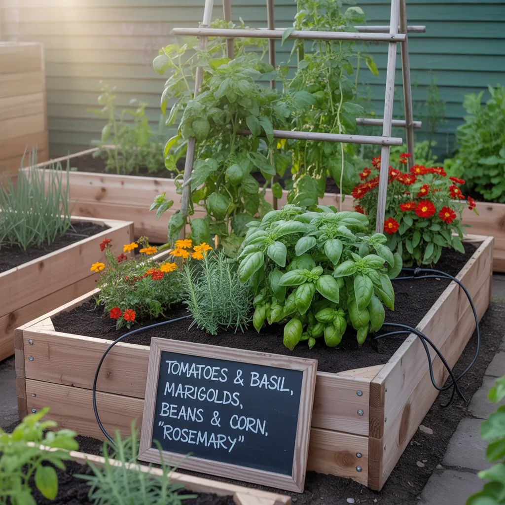 4x8 raised bed outdoor vegetable garden layout ideas companion plants