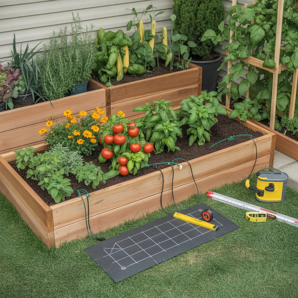 4x8 raised bed outdoor vegetable garden layout ideas companion plants
