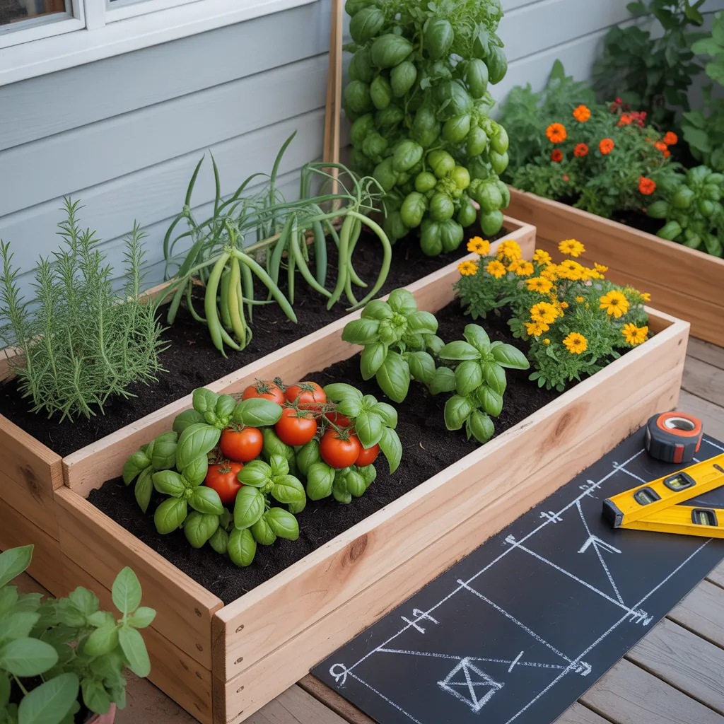 4x8 raised bed outdoor vegetable garden layout ideas companion plants