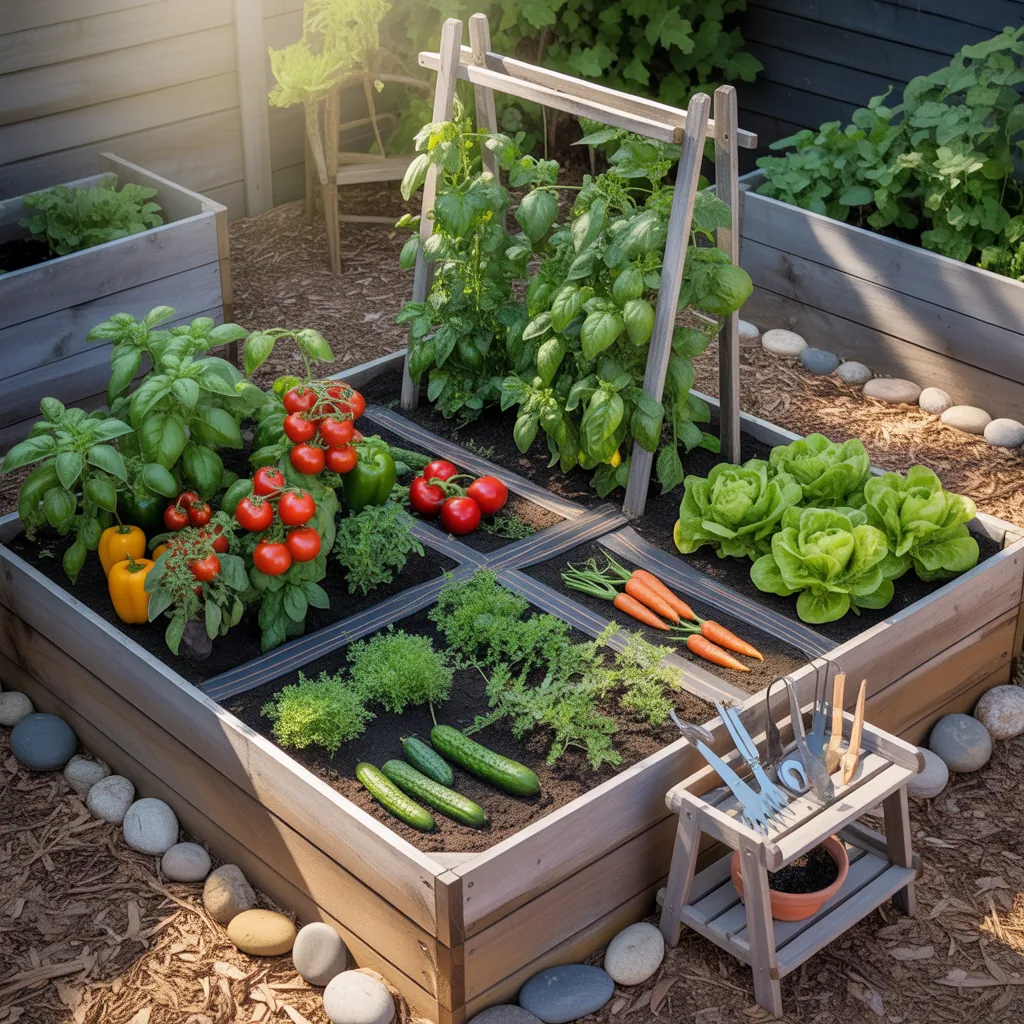 4x8 raised bed outdoor vegetable garden layout ideas companion plants