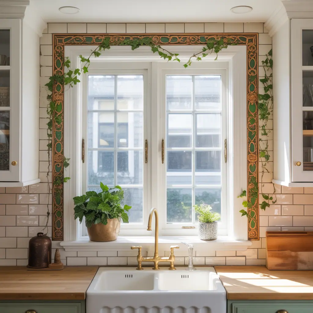 backsplash ideas around window frame