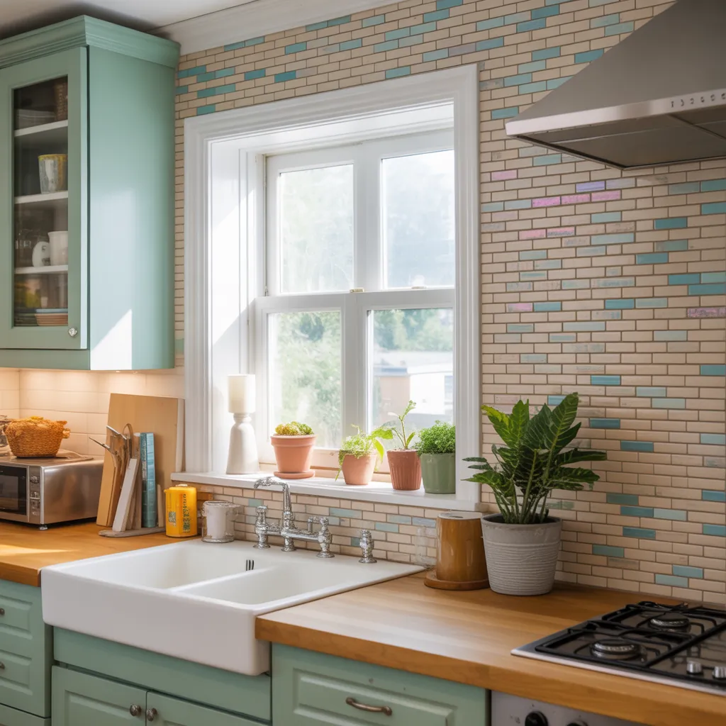backsplash ideas around window frame