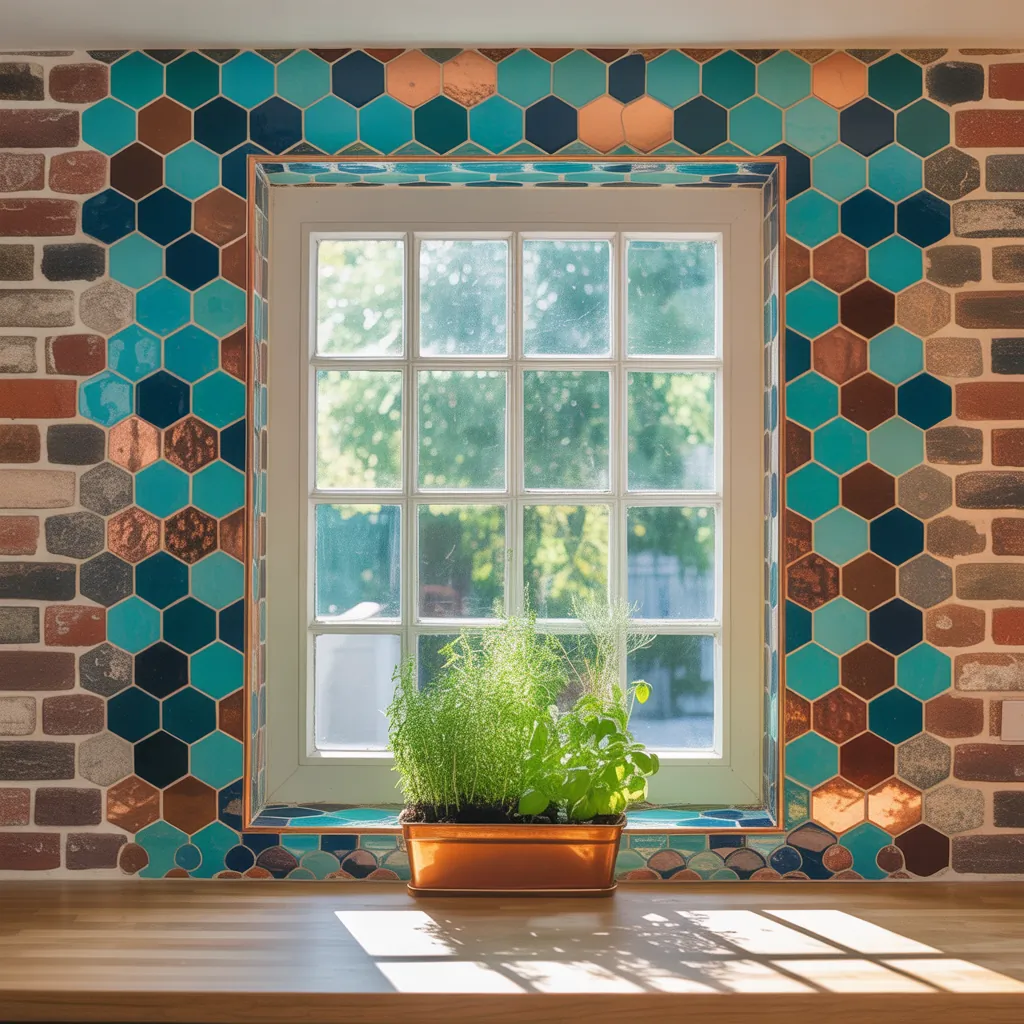 backsplash ideas around window frame