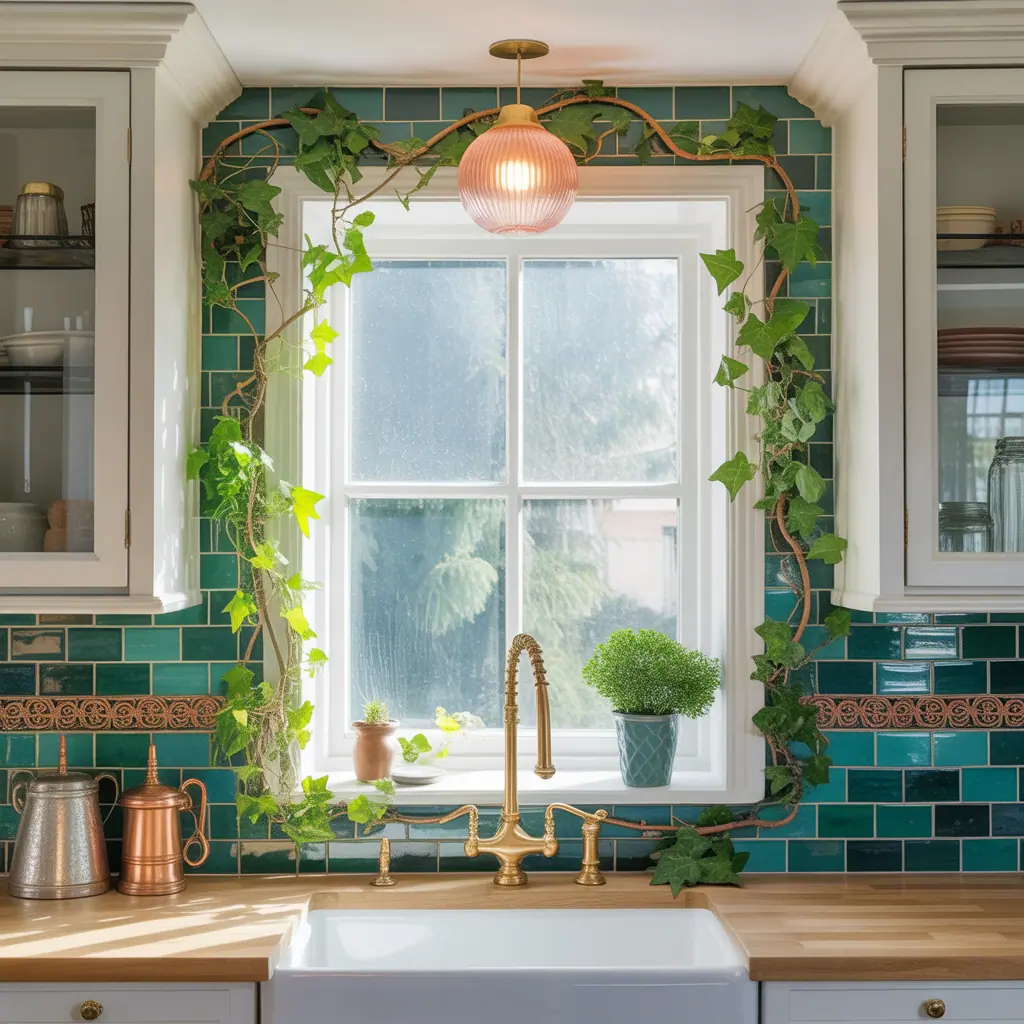 backsplash ideas around window frame
