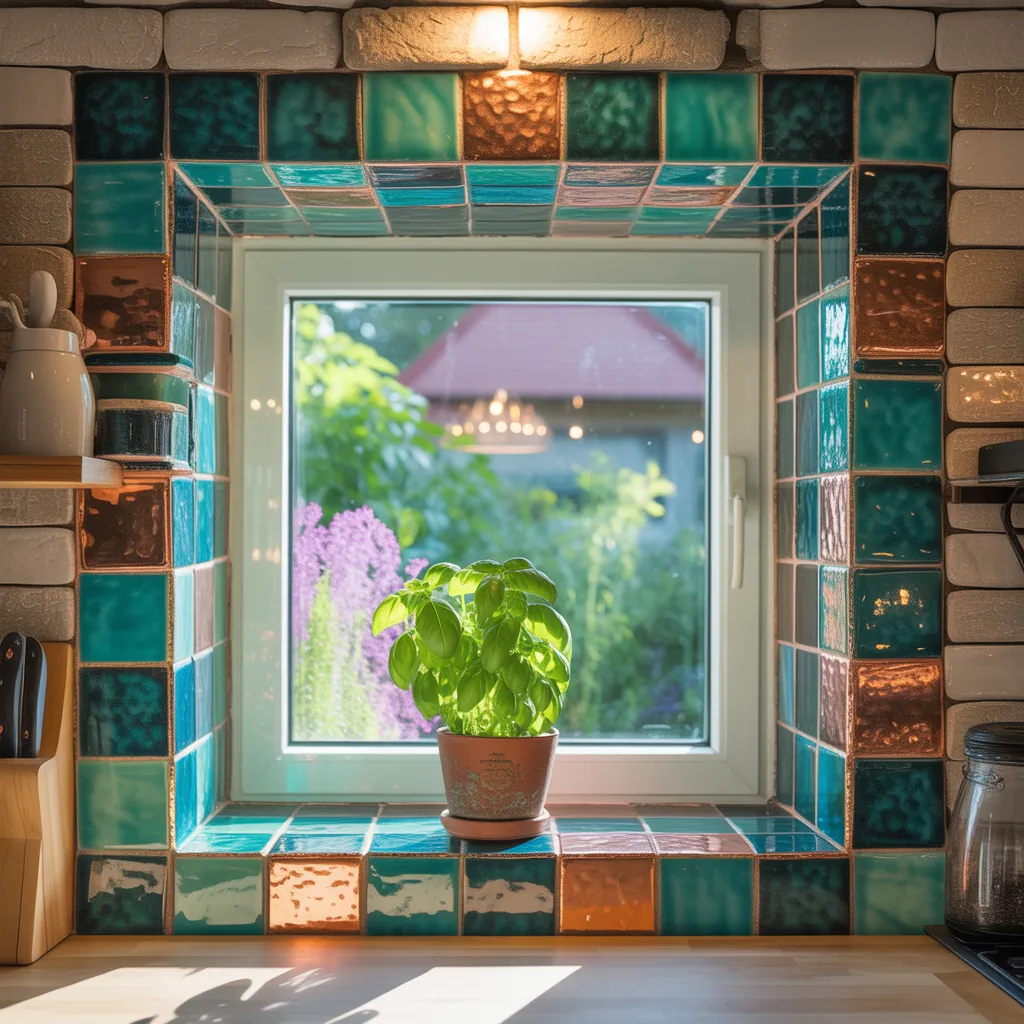 backsplash ideas around window frame