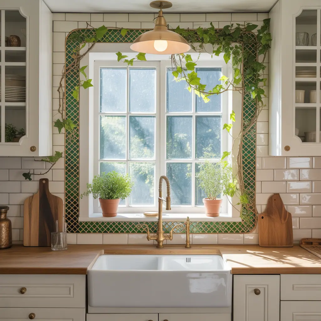 backsplash ideas around window frame