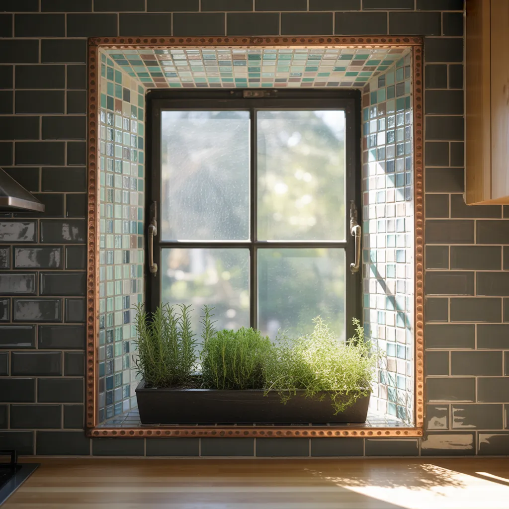 backsplash ideas around window frame