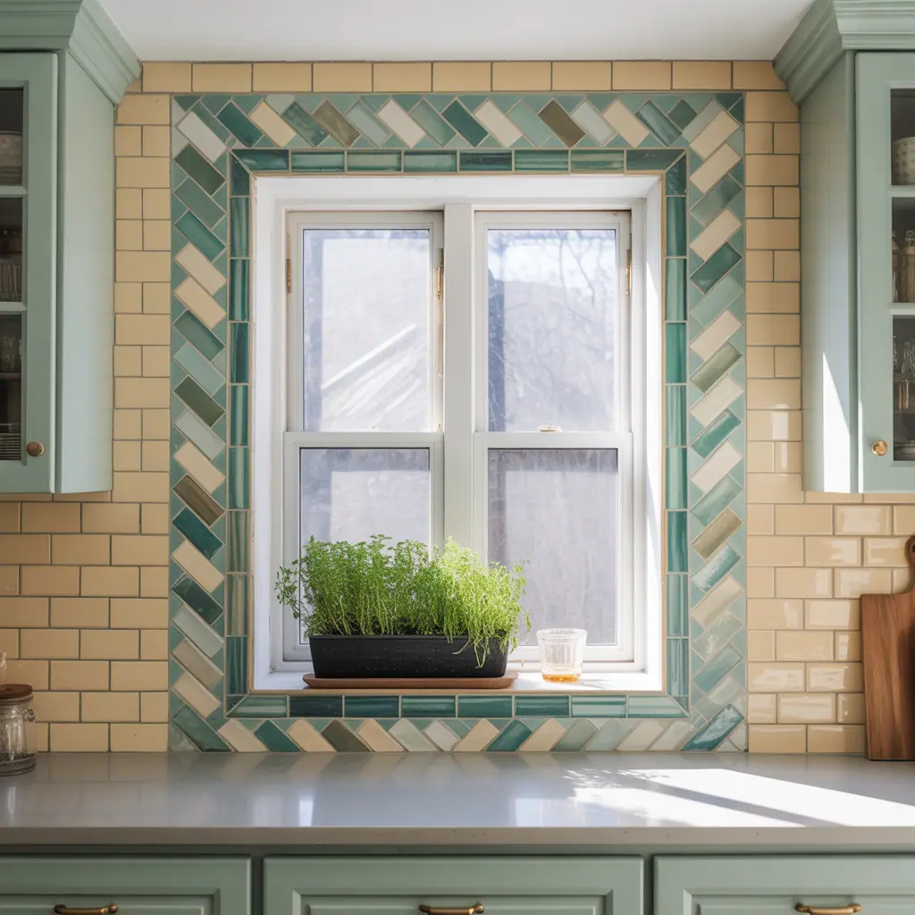 backsplash ideas around window frame