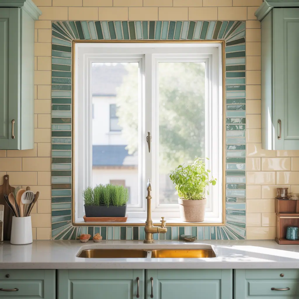 backsplash ideas around window frame