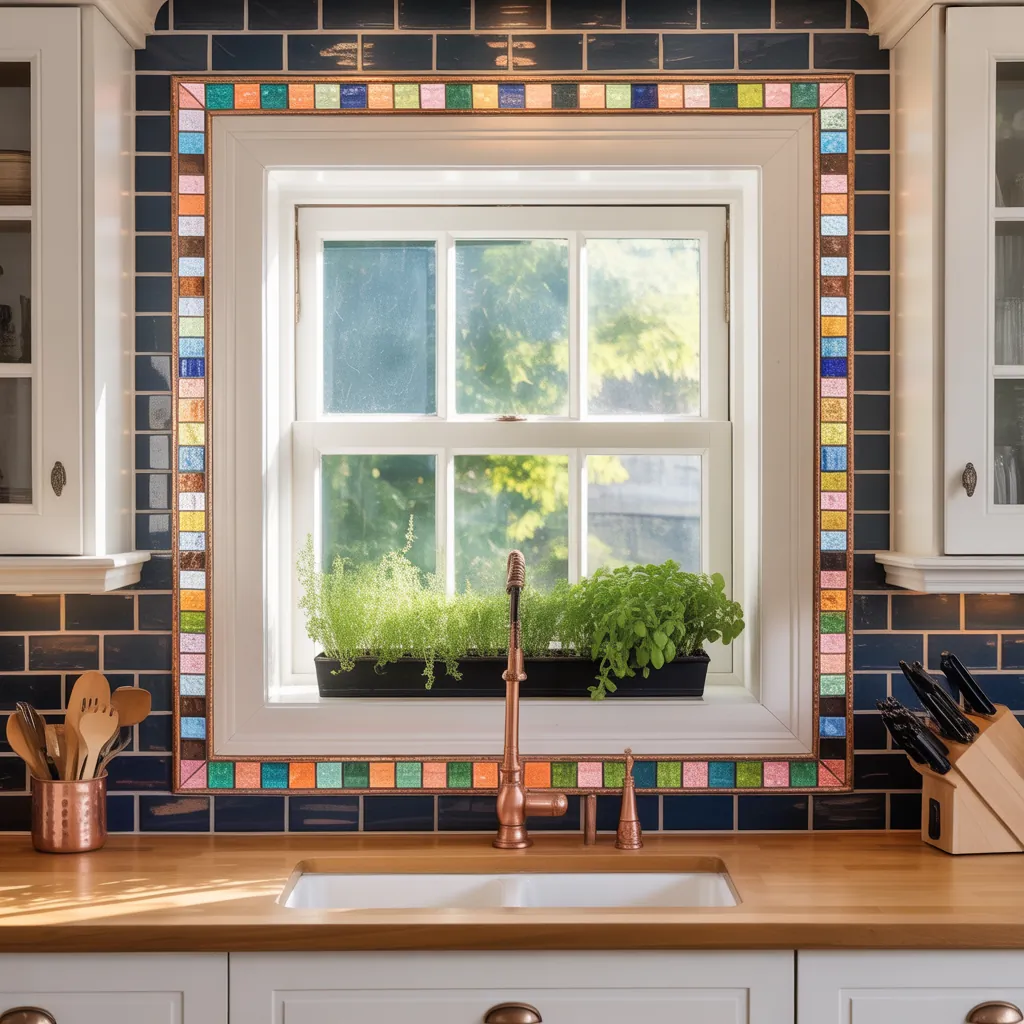 backsplash ideas around window frame
