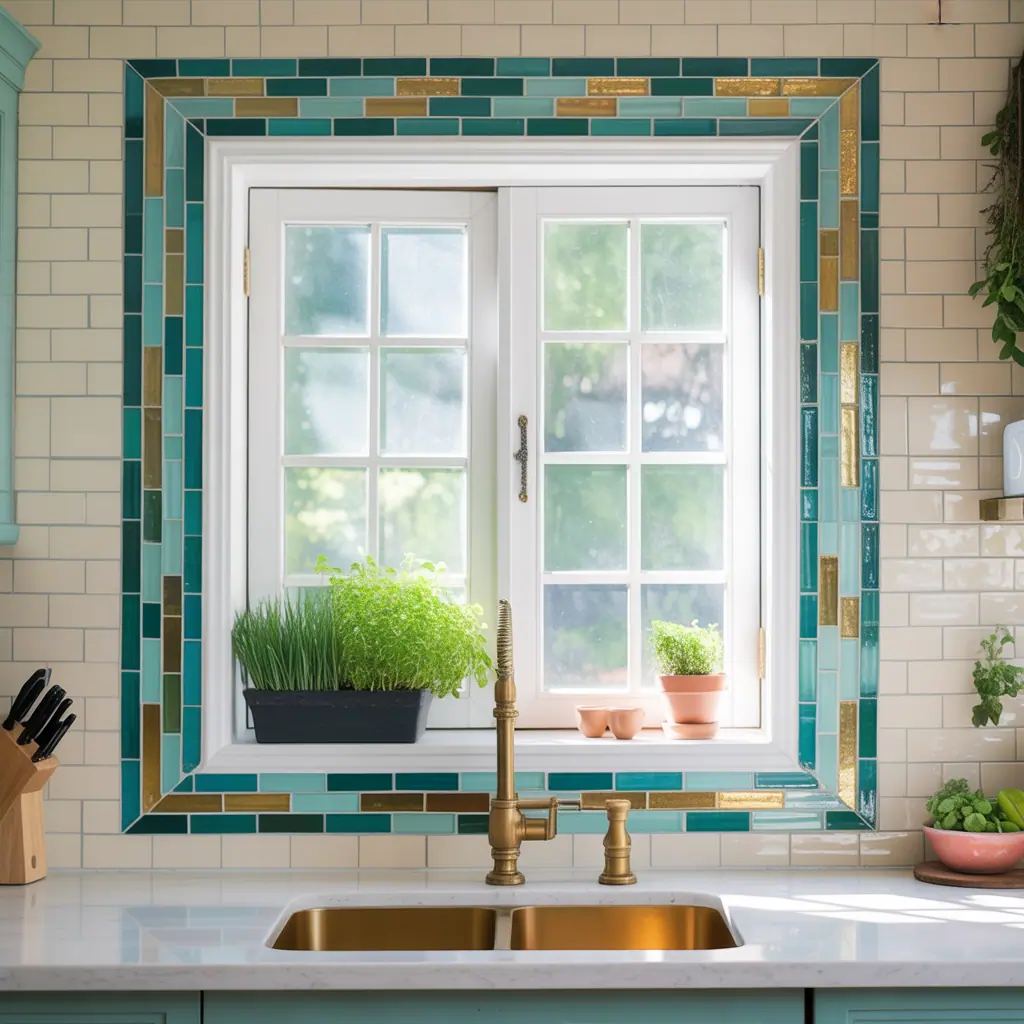 backsplash ideas around window frame