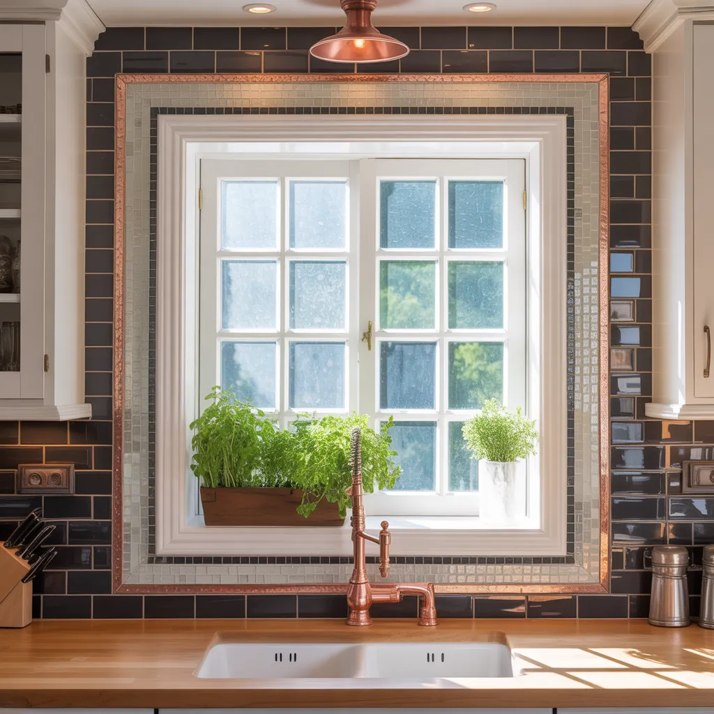 backsplash ideas around window frame