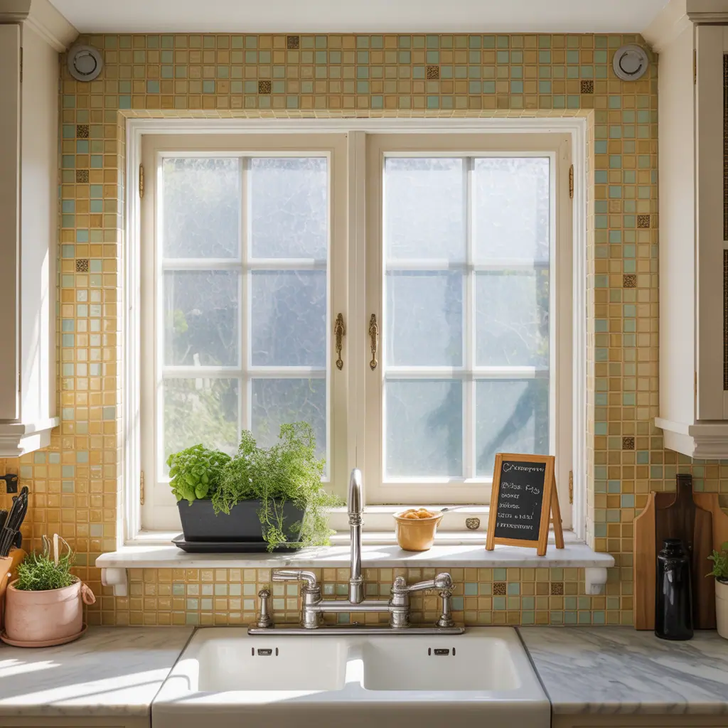 backsplash ideas around window frame