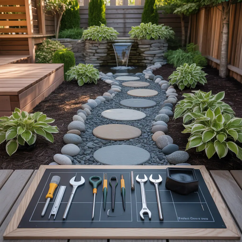 backyard landscaping with river rock