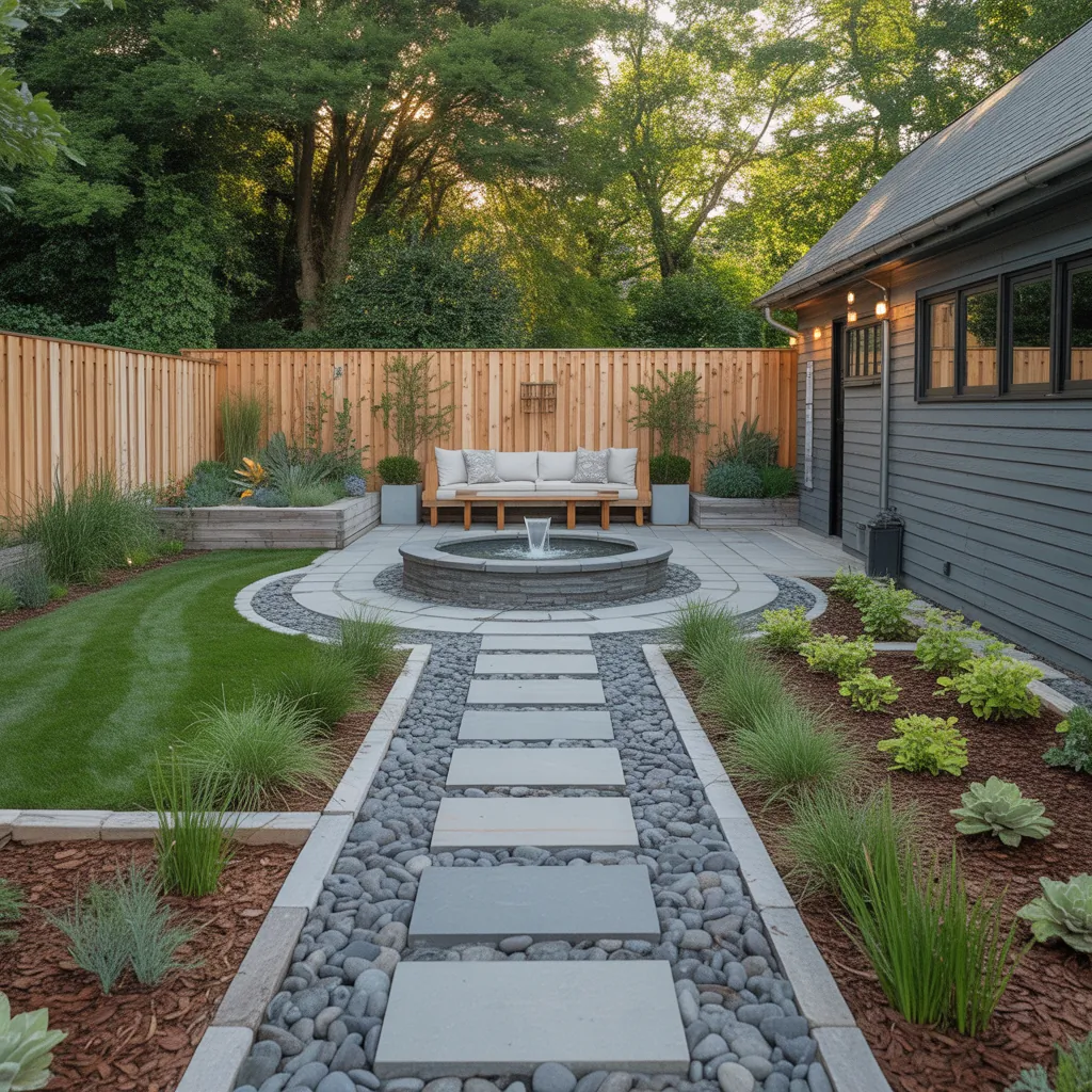 backyard landscaping with river rock