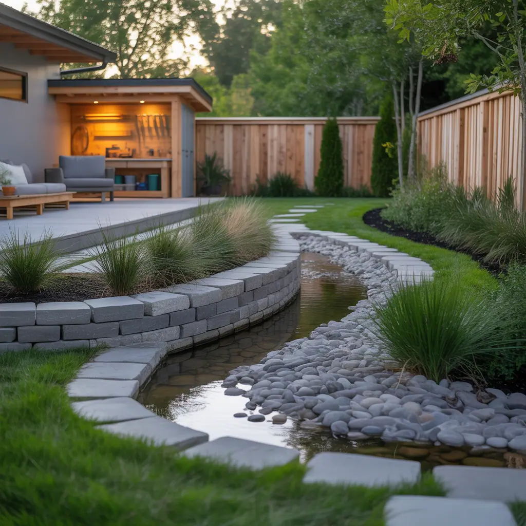 backyard landscaping with river rock