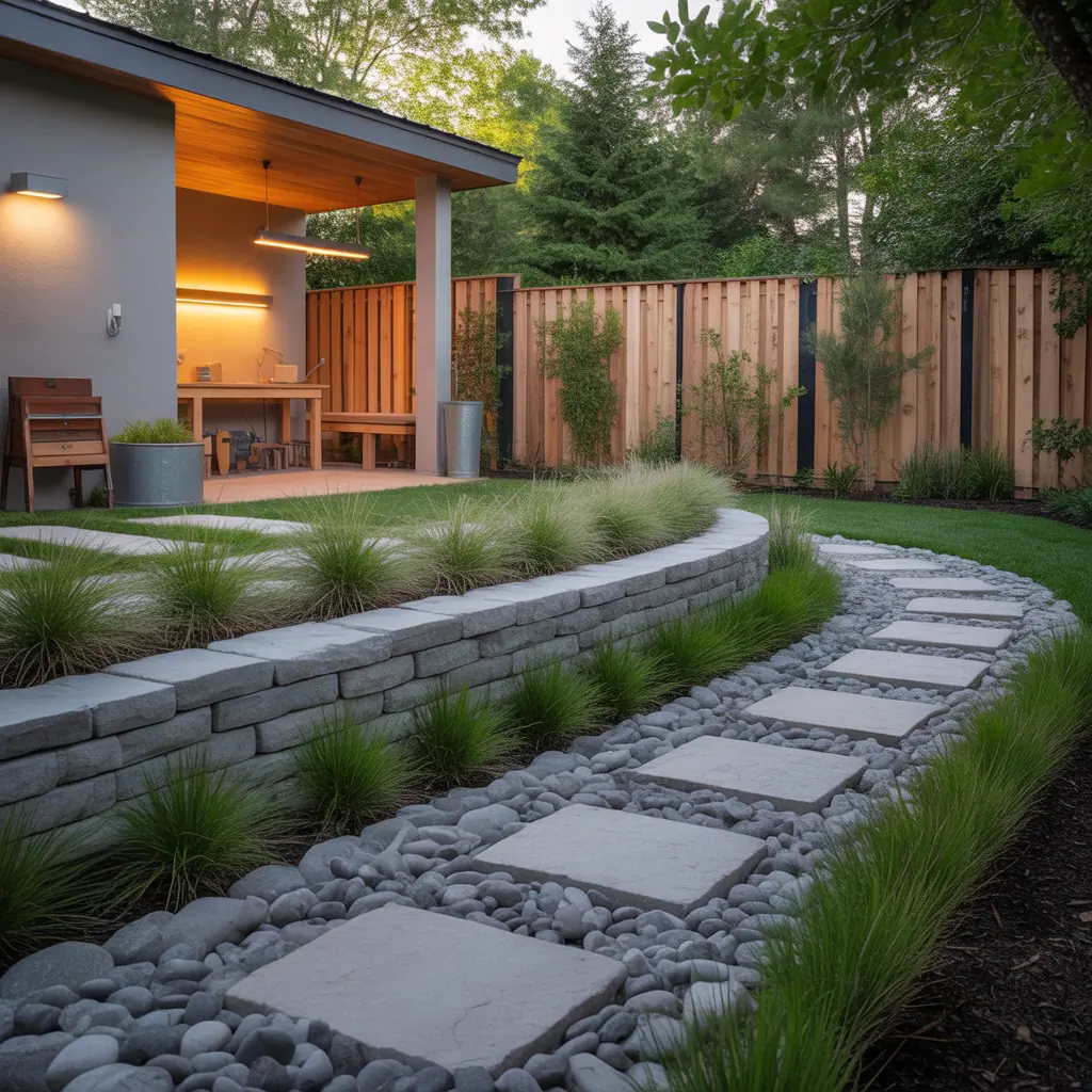 backyard landscaping with river rock