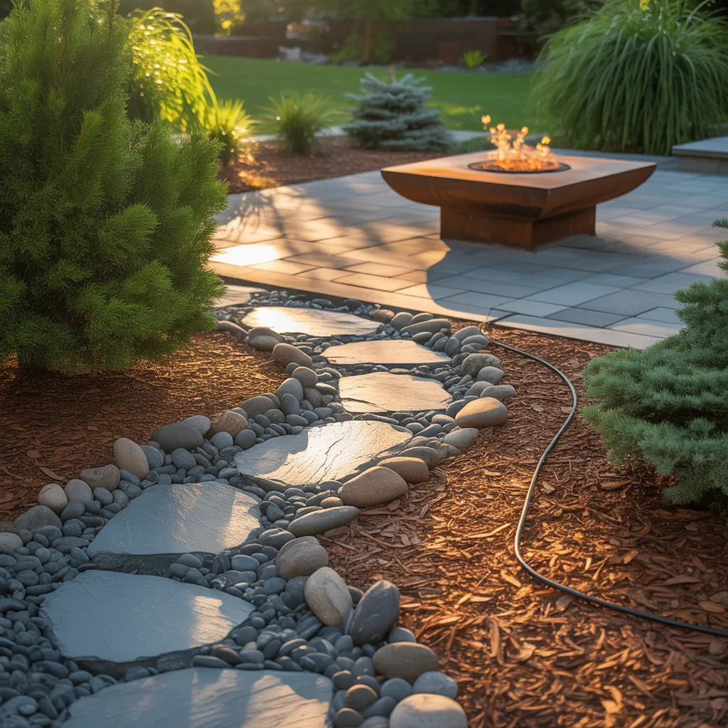 backyard landscaping with river rock