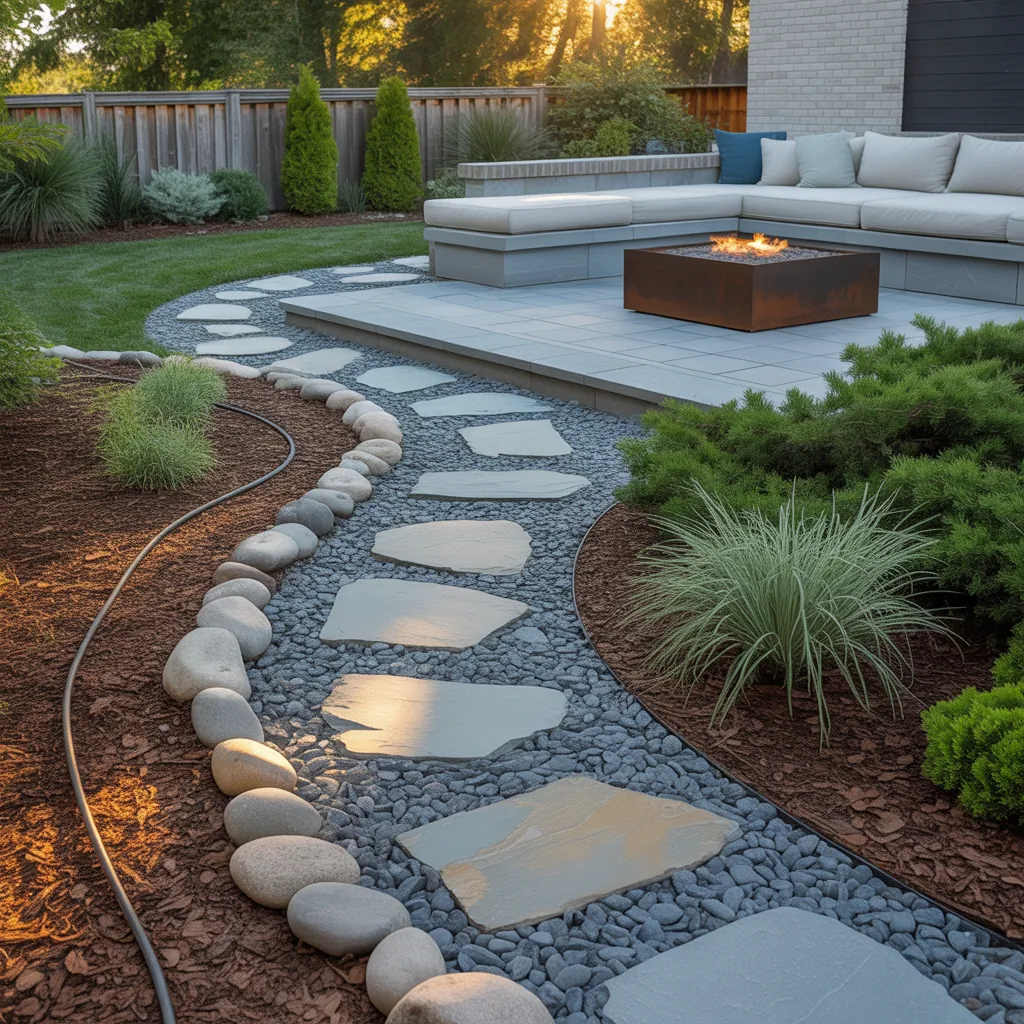 backyard landscaping with river rock
