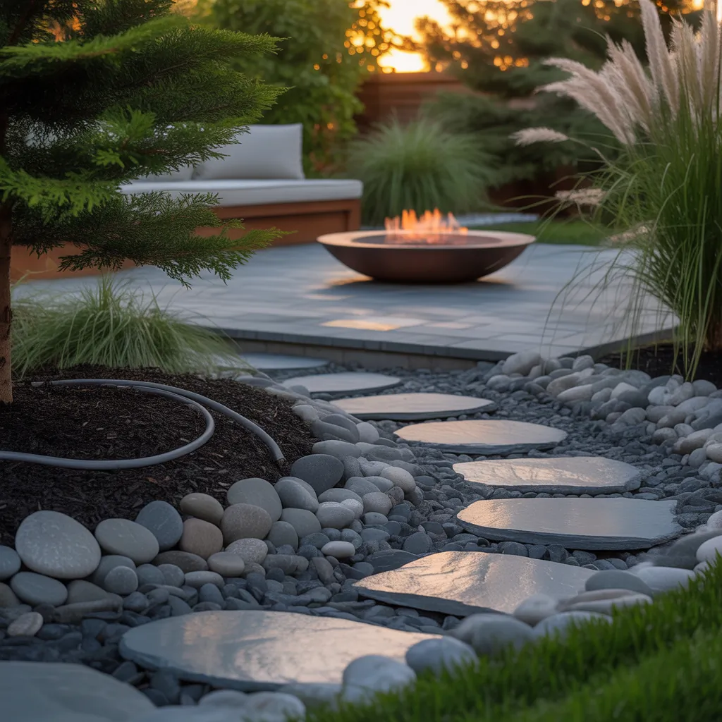 backyard landscaping with river rock