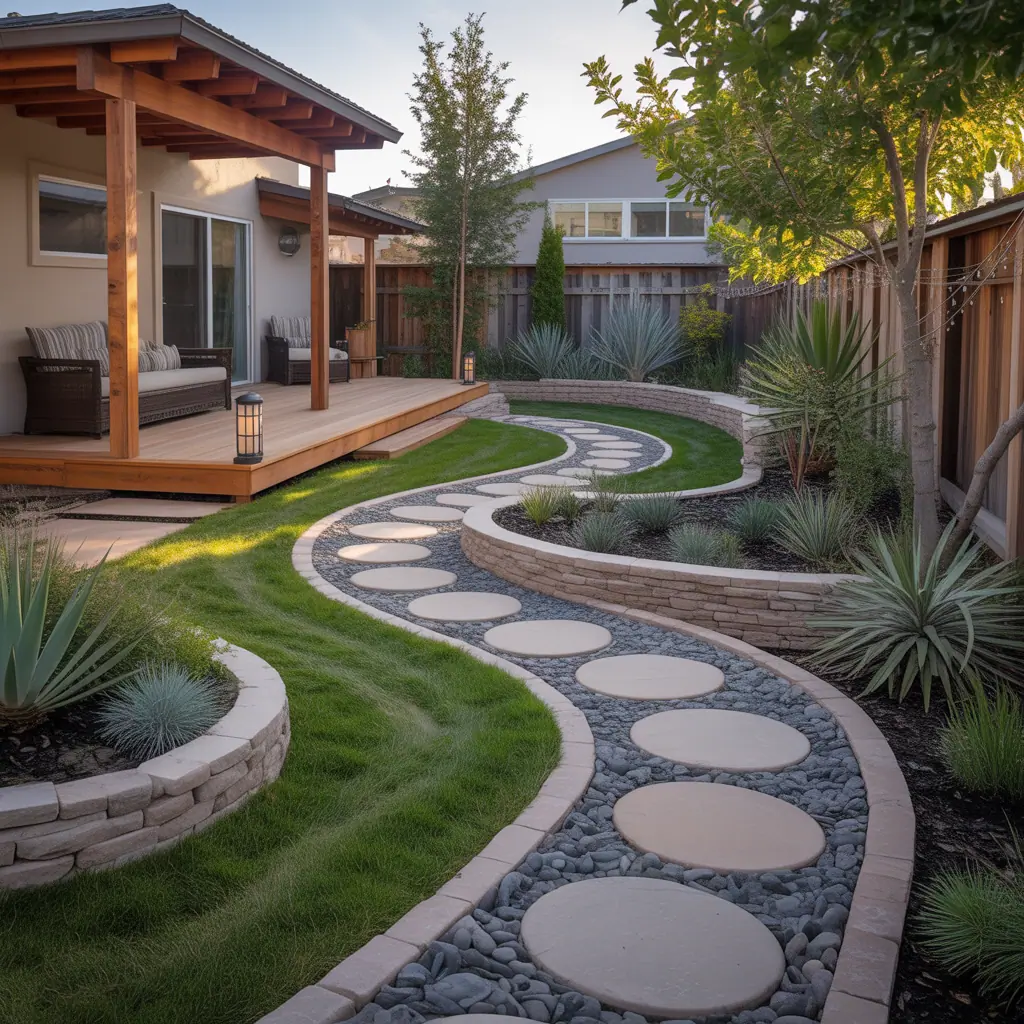 backyard landscaping with river rock