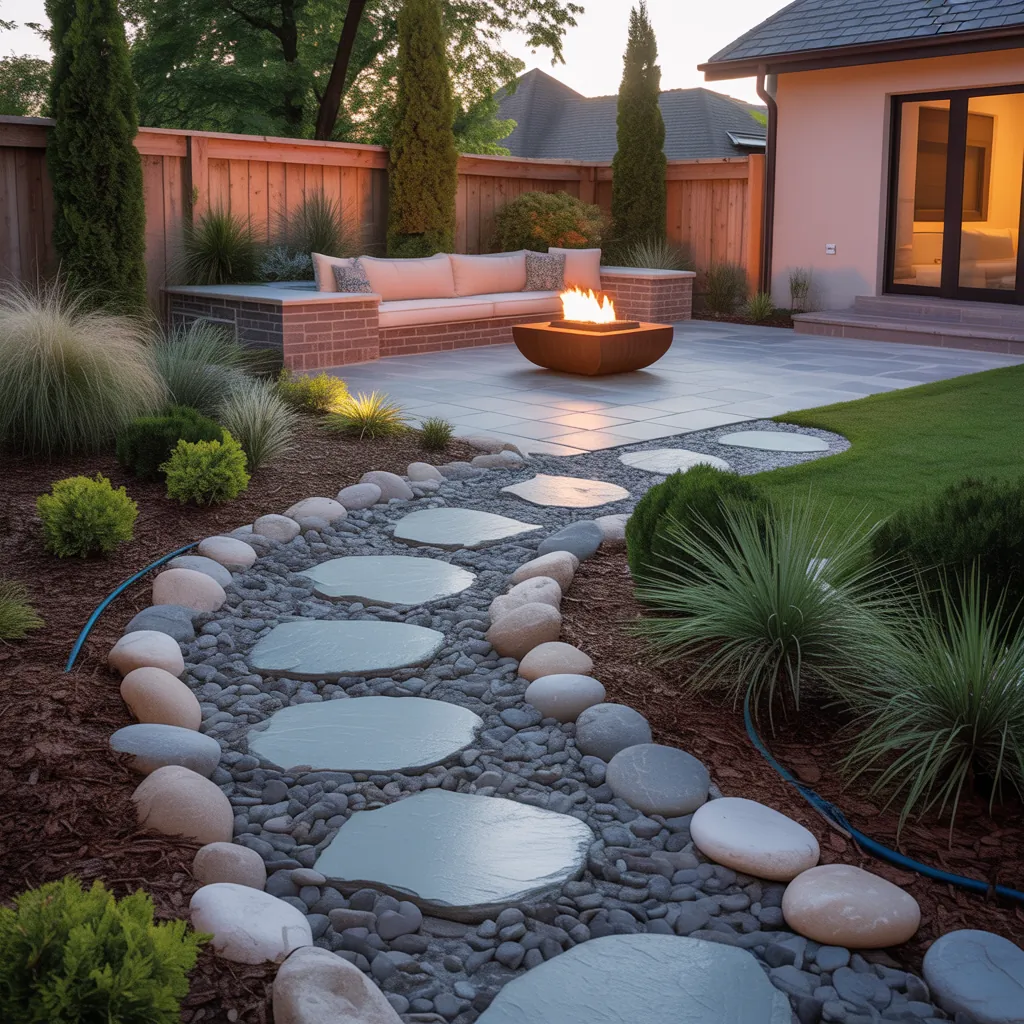 backyard landscaping with river rock