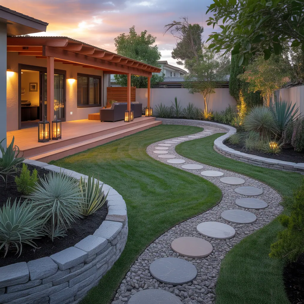 backyard landscaping with river rock