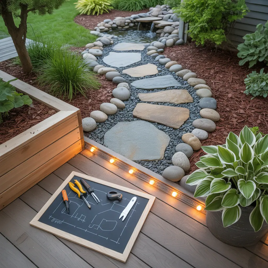 backyard landscaping with river rock
