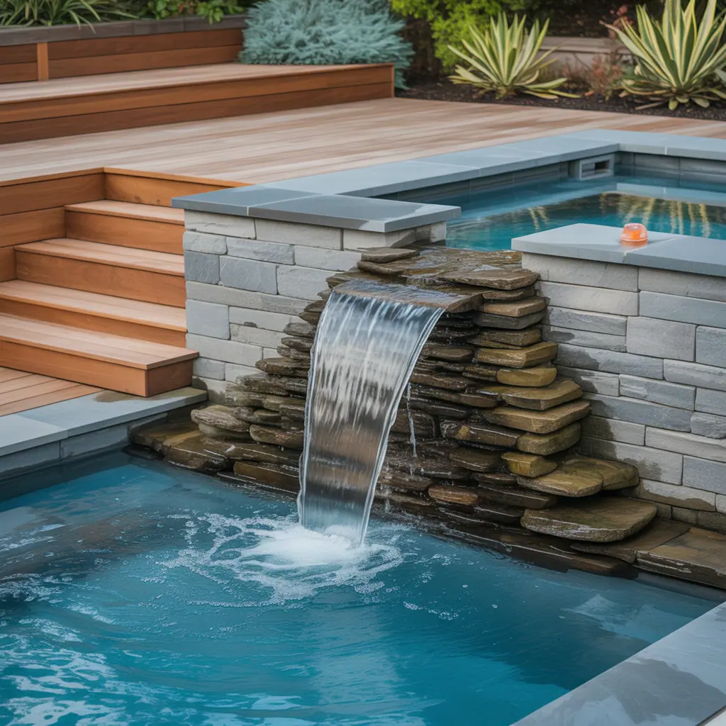 backyard pool waterfall concept