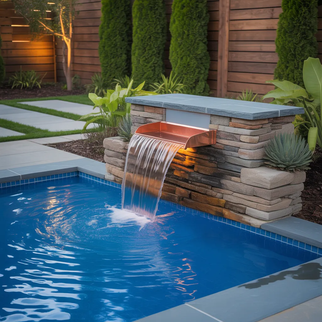backyard pool waterfall concept