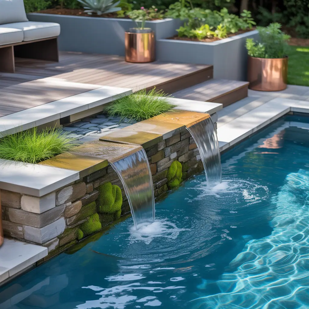 backyard pool waterfall concept
