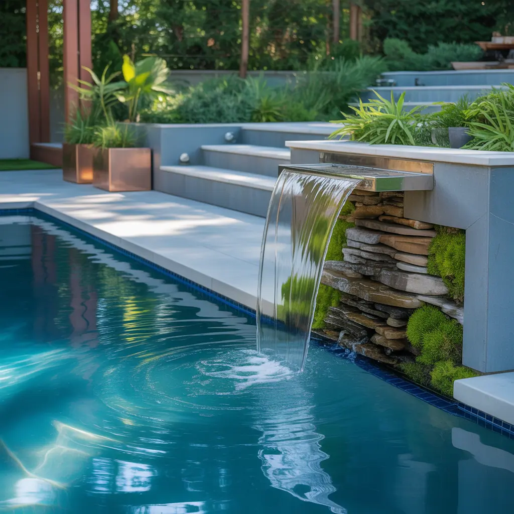 backyard pool waterfall concept