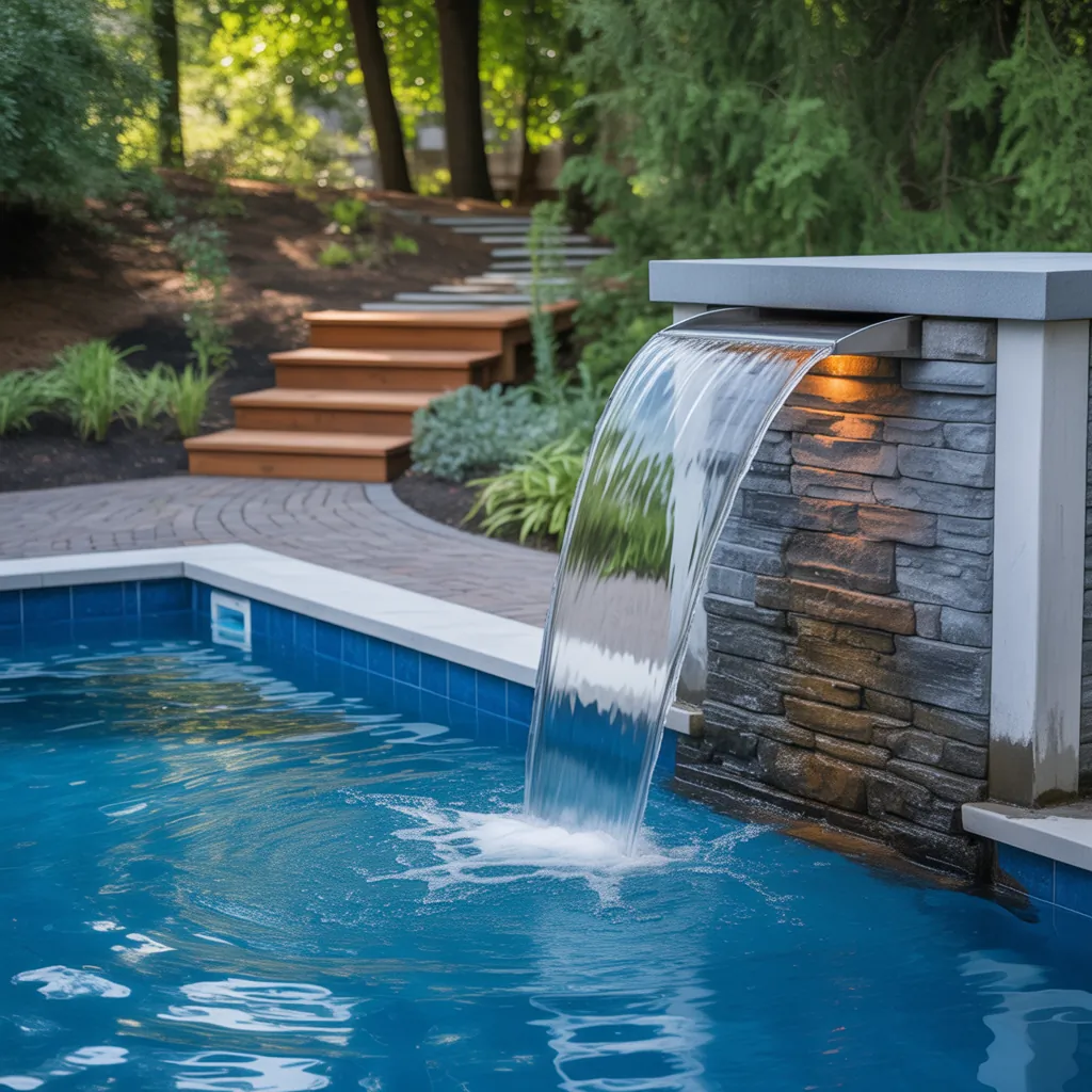 backyard pool waterfall concept
