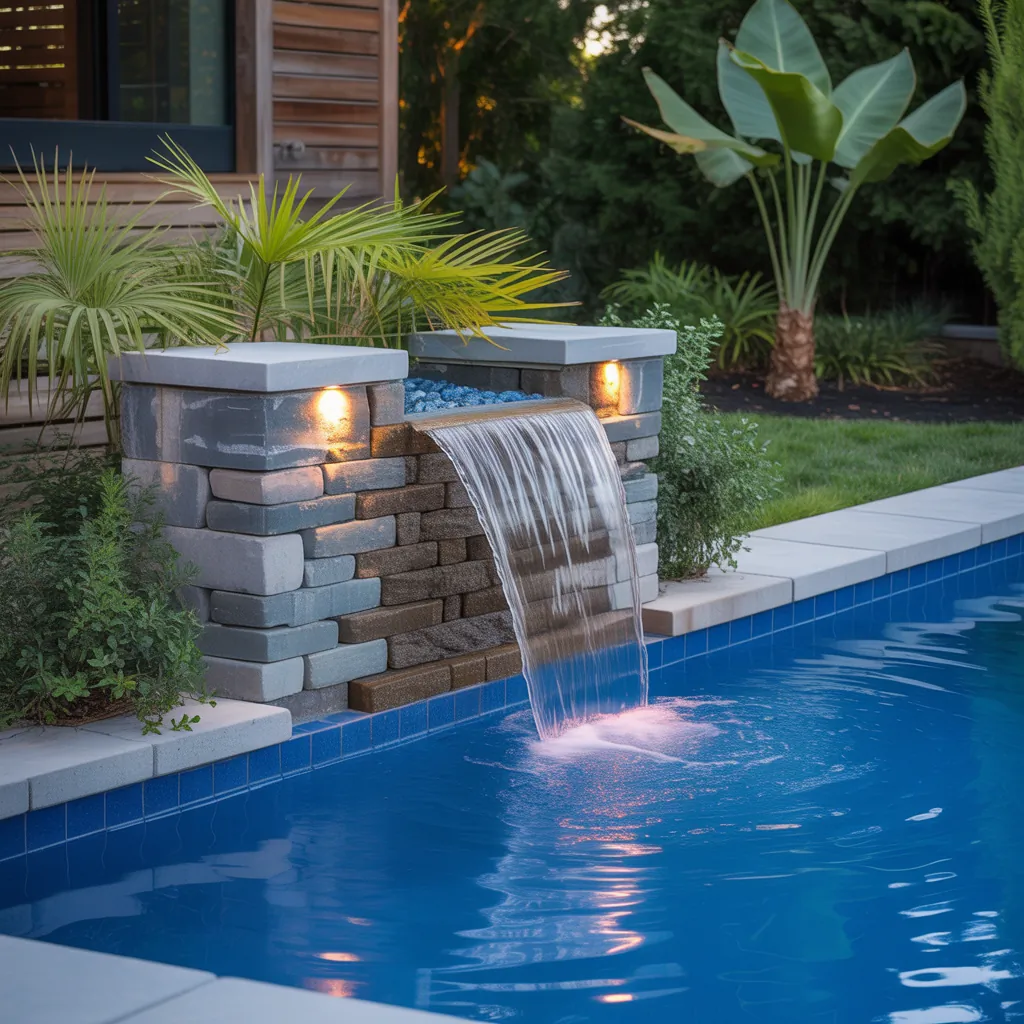 backyard pool waterfall concept