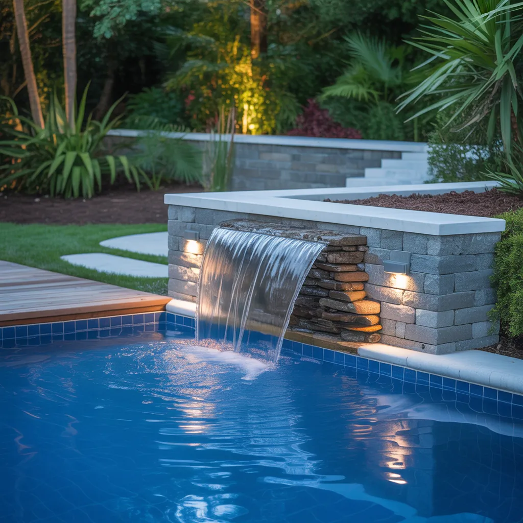 backyard pool waterfall concept