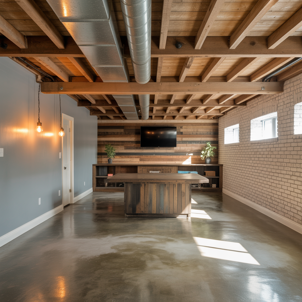 basement exposed ceiling design ideas