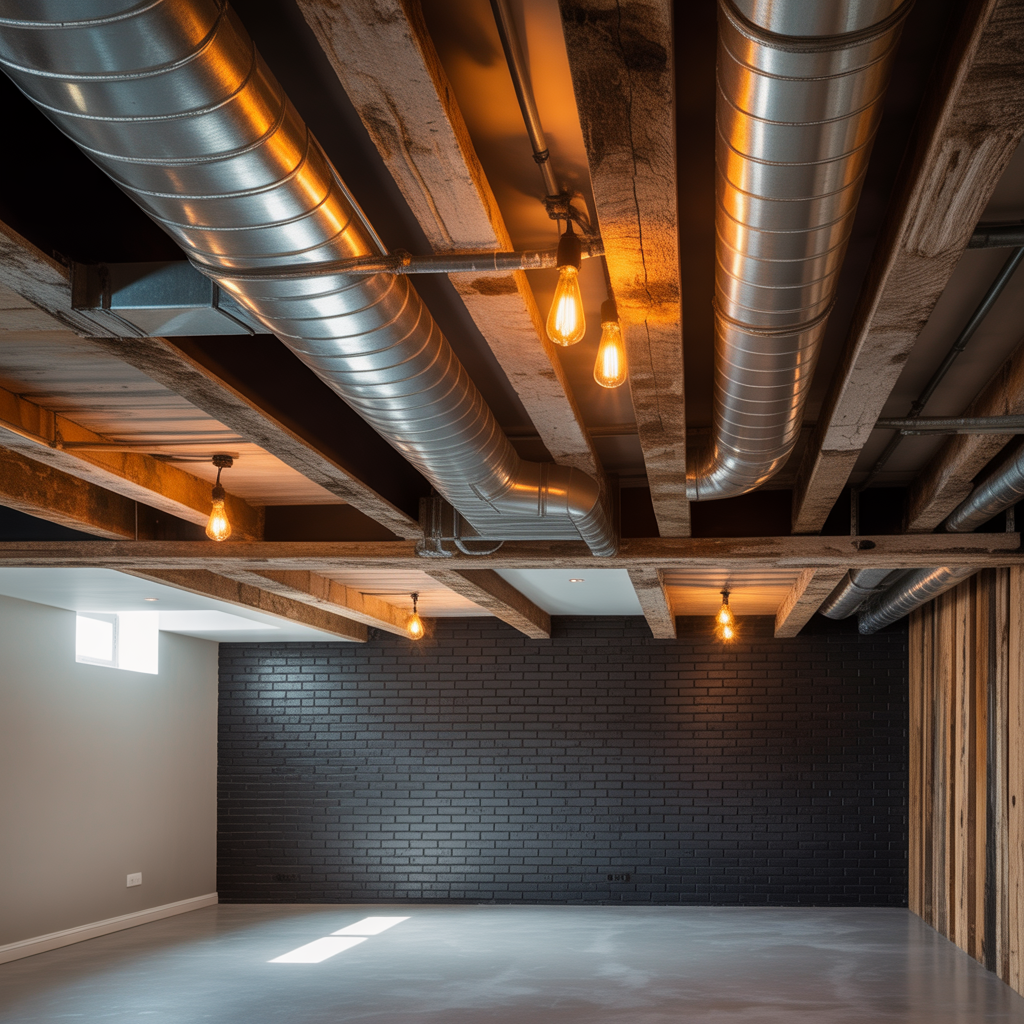 basement exposed ceiling design ideas