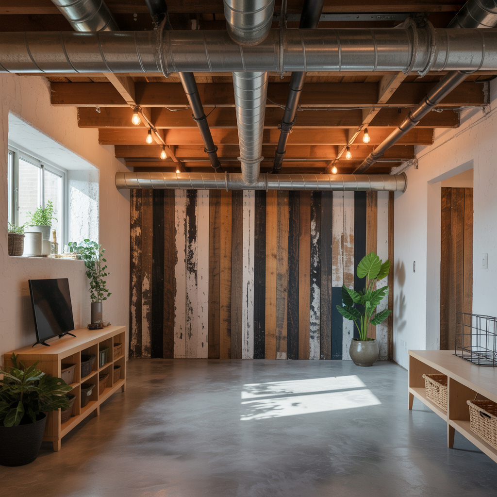 basement exposed ceiling design ideas