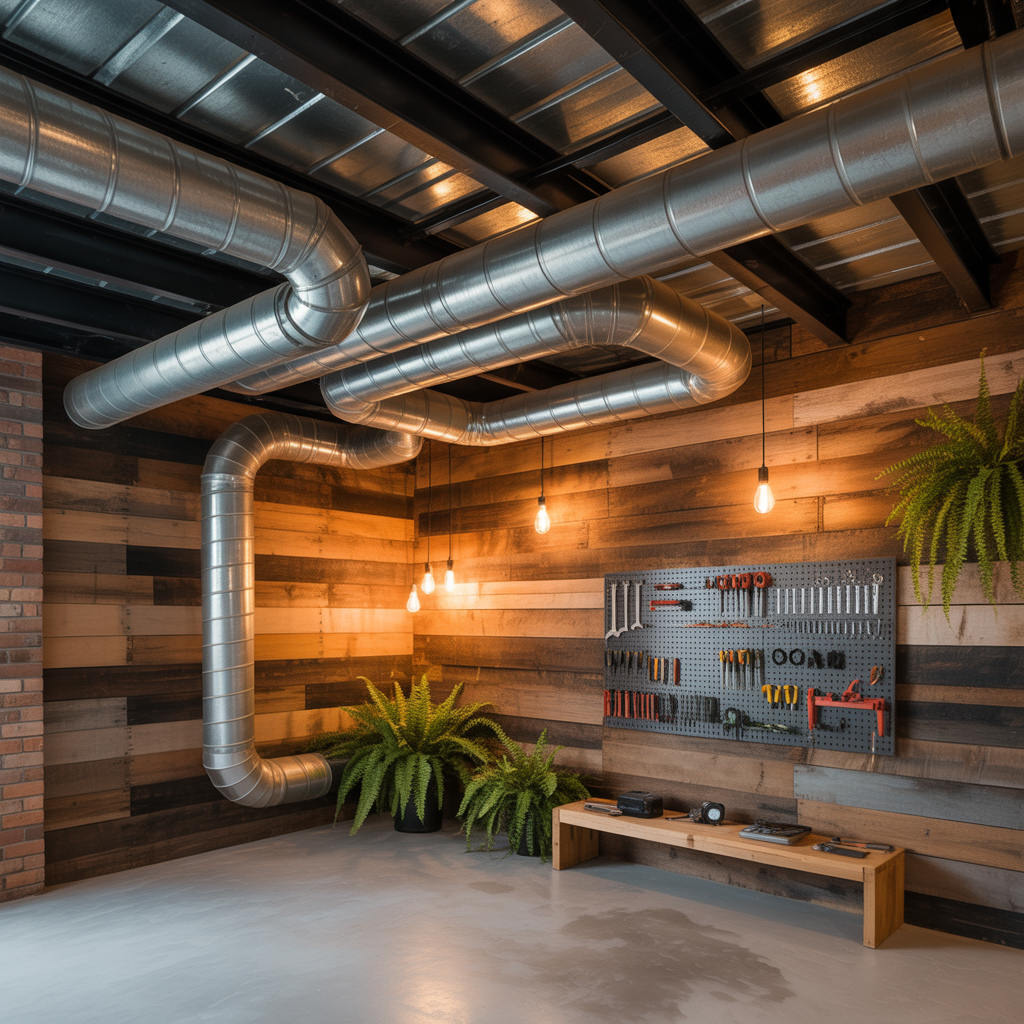 basement exposed ceiling design ideas