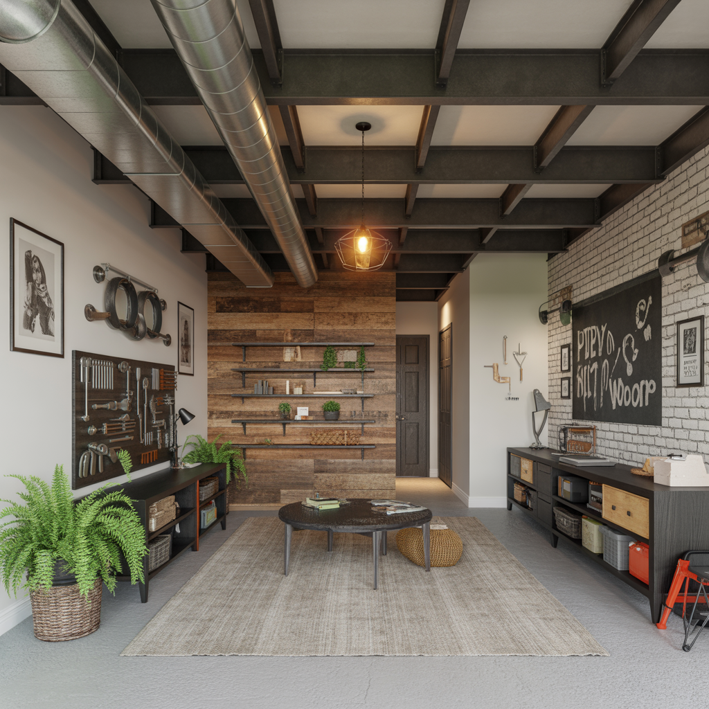 basement exposed ceiling design ideas