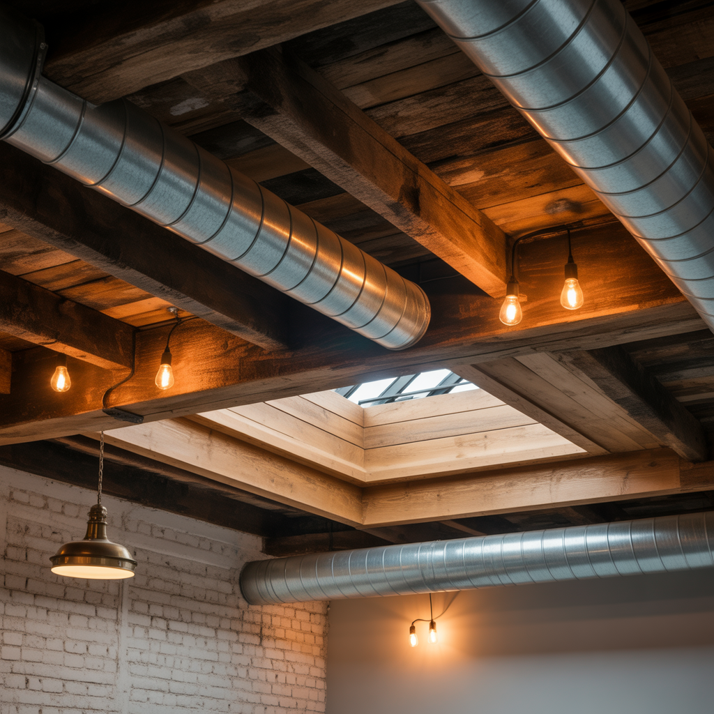 basement exposed ceiling design ideas