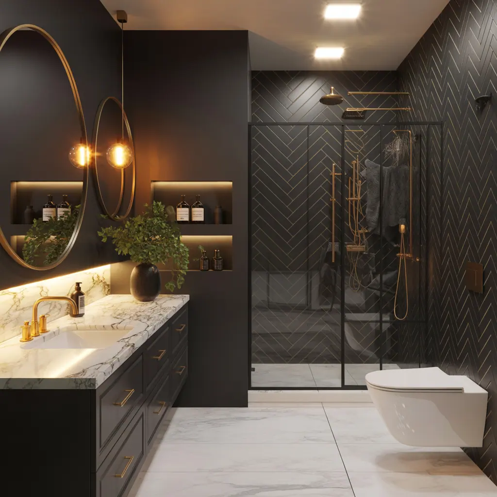 bathroom ideas black gold
