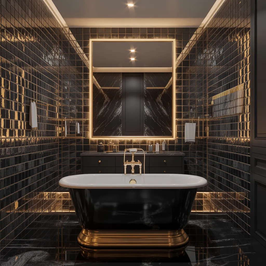 bathroom ideas black gold