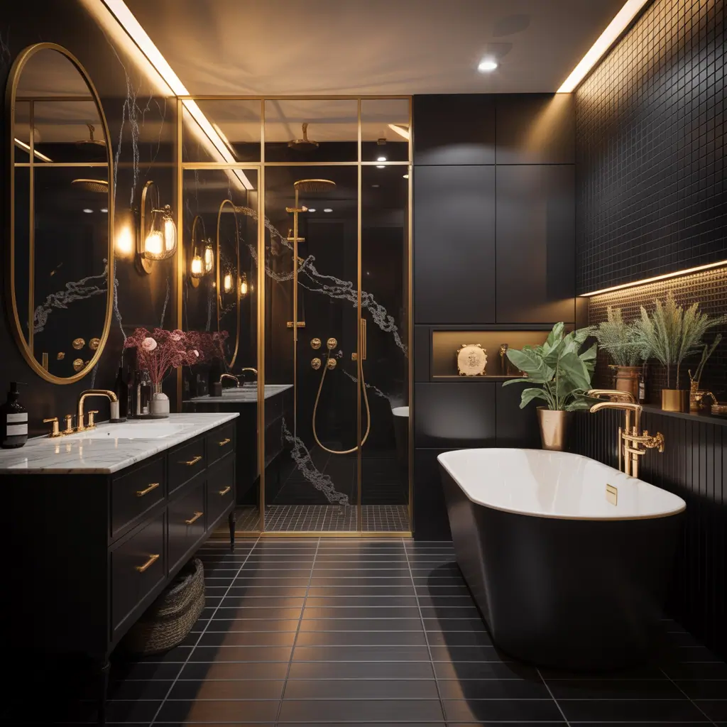 bathroom ideas black gold