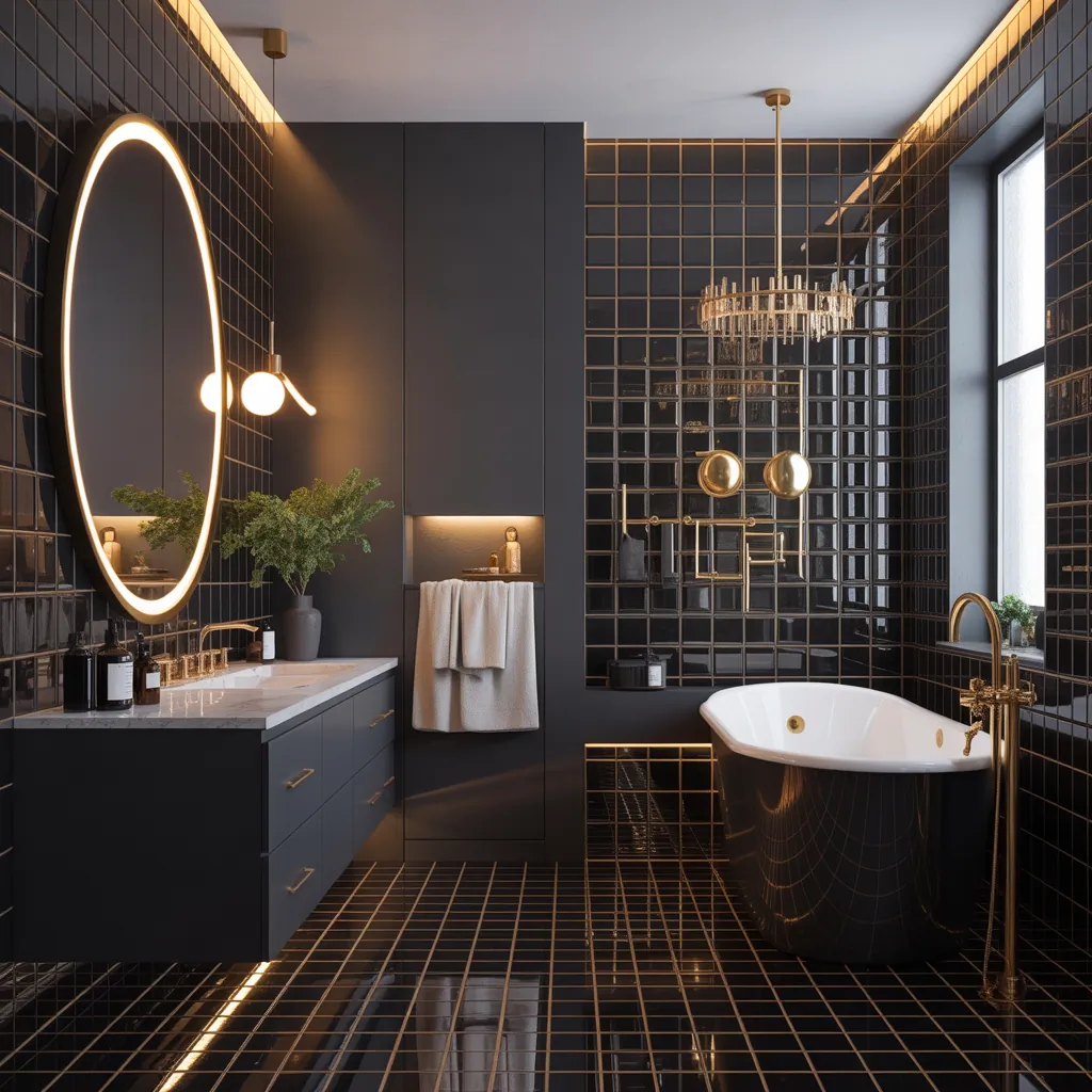 bathroom ideas black gold