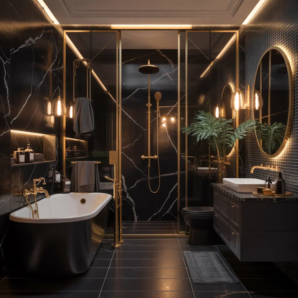 bathroom ideas black gold