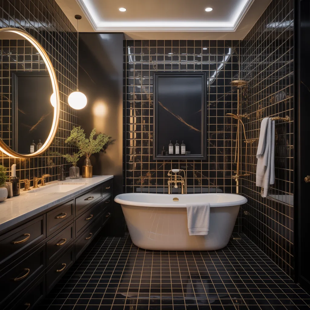 bathroom ideas black gold